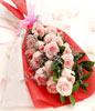 15 Soft Pink Roses Hand Bouquet 