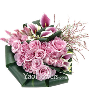 12 Purple Rose, 4 Calla Lily