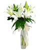 White Lily With Glass Vase 